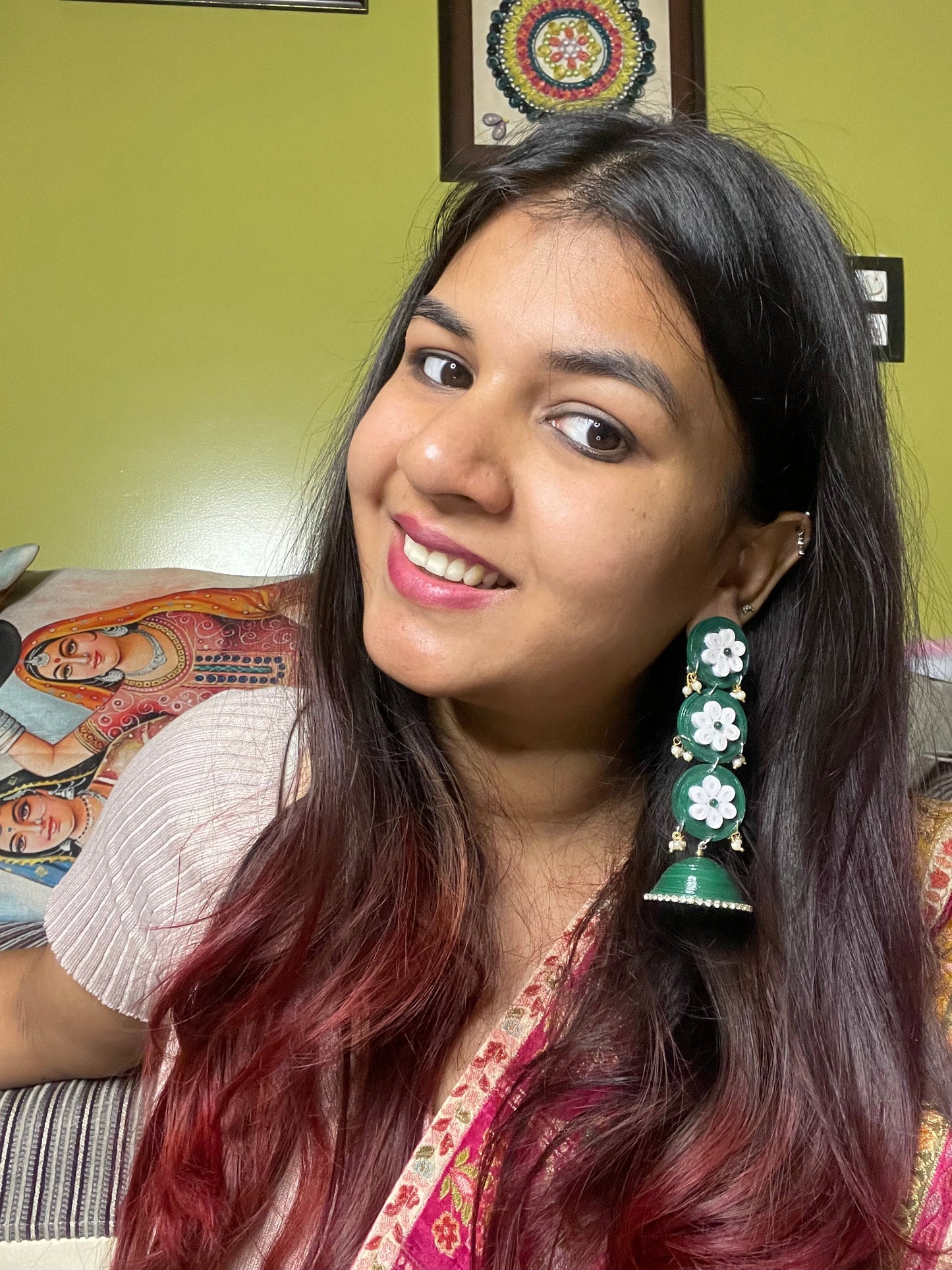 Mriganka Jhumka - Dark Green