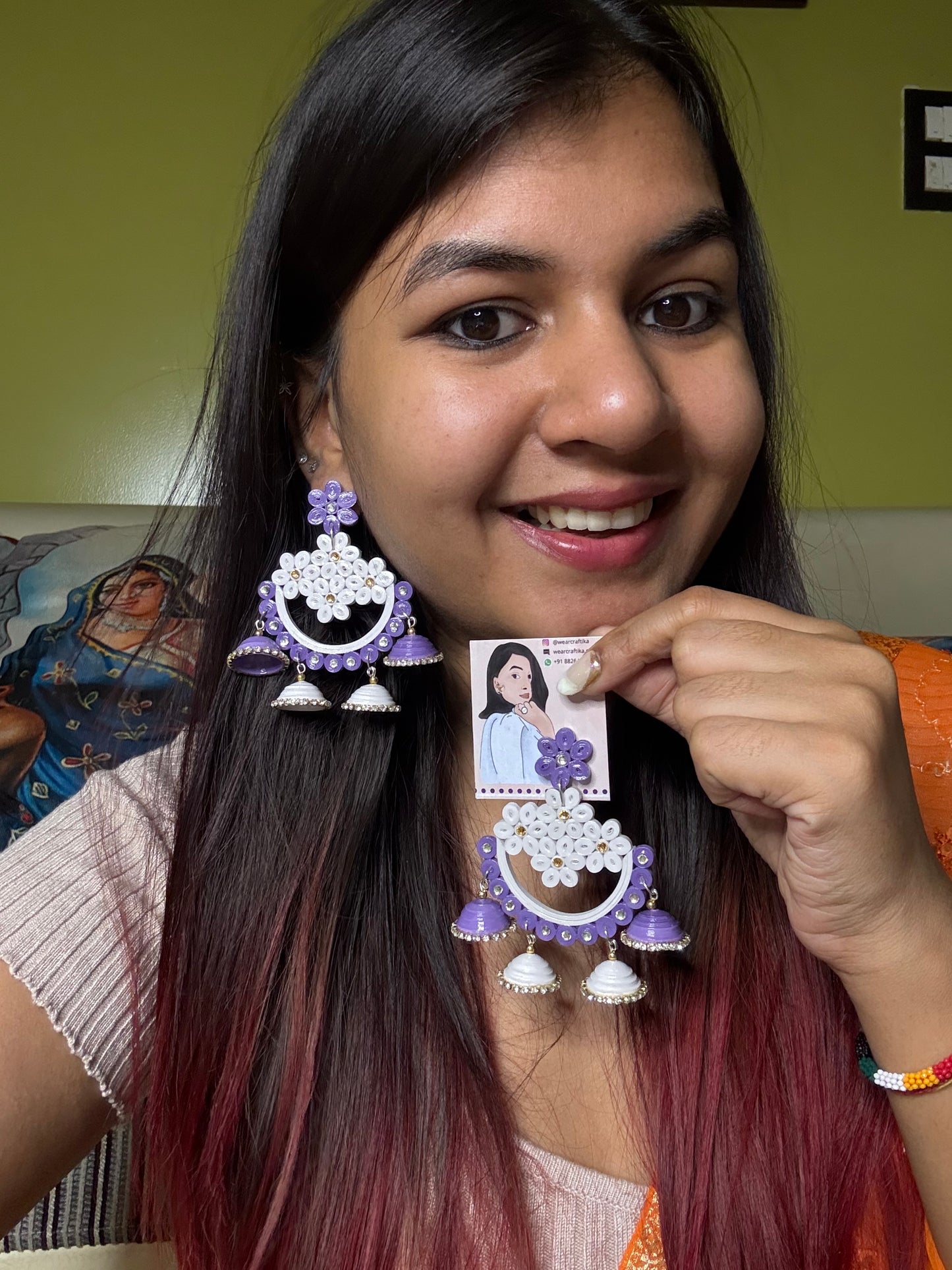 Pankhudi jhumka - Purple