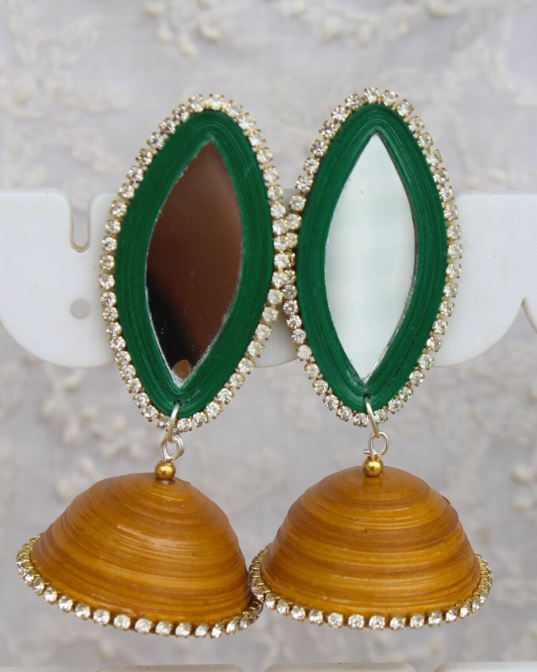 Leaf stud Jhumka(GreenGolden)
