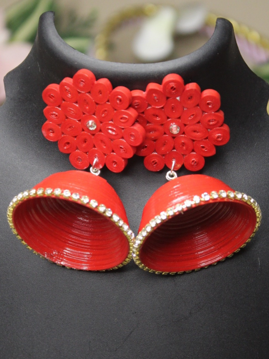 Kalakriti Jhumka (single layer) Red