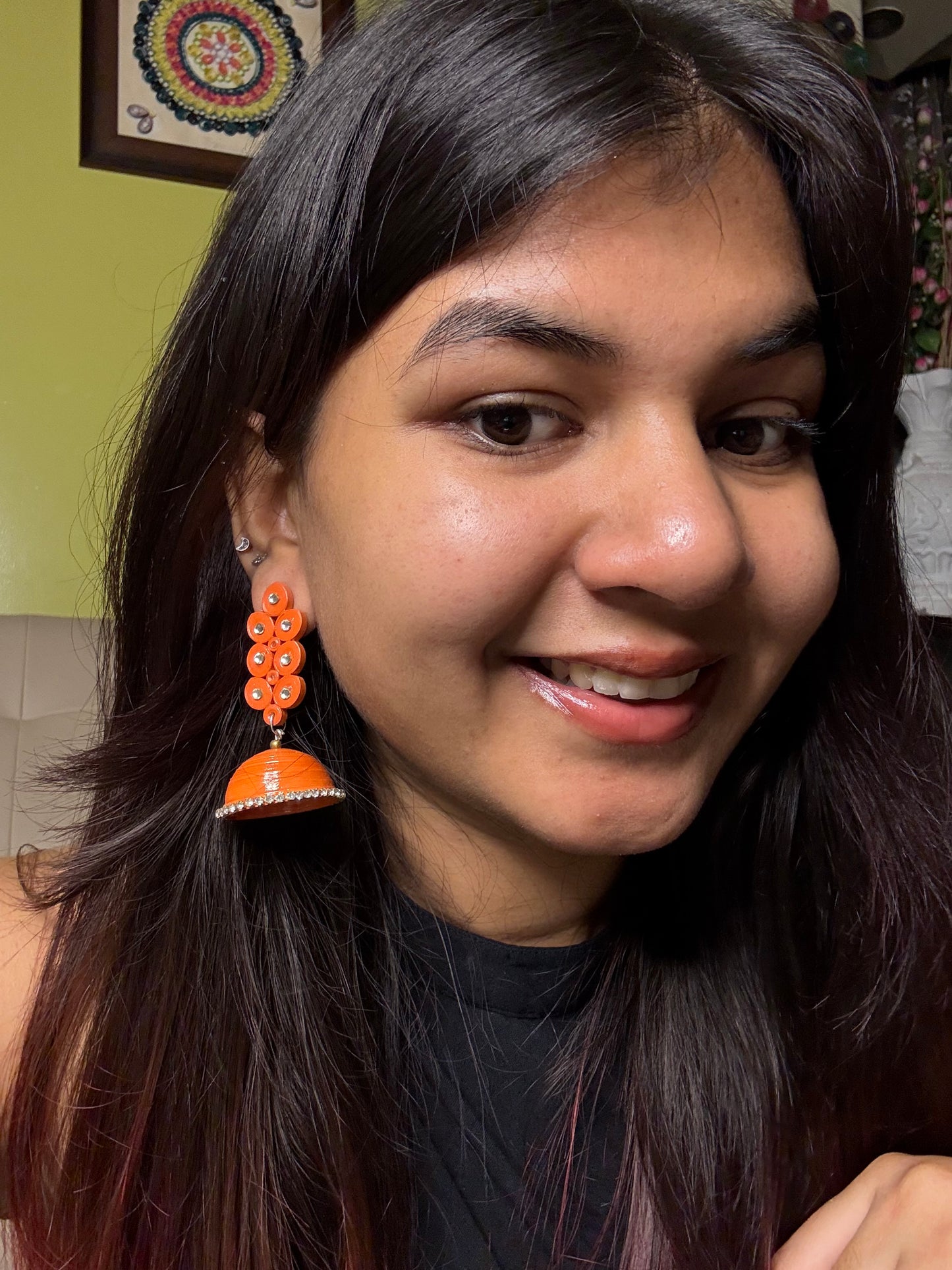 Pabitra jhumka - Orange