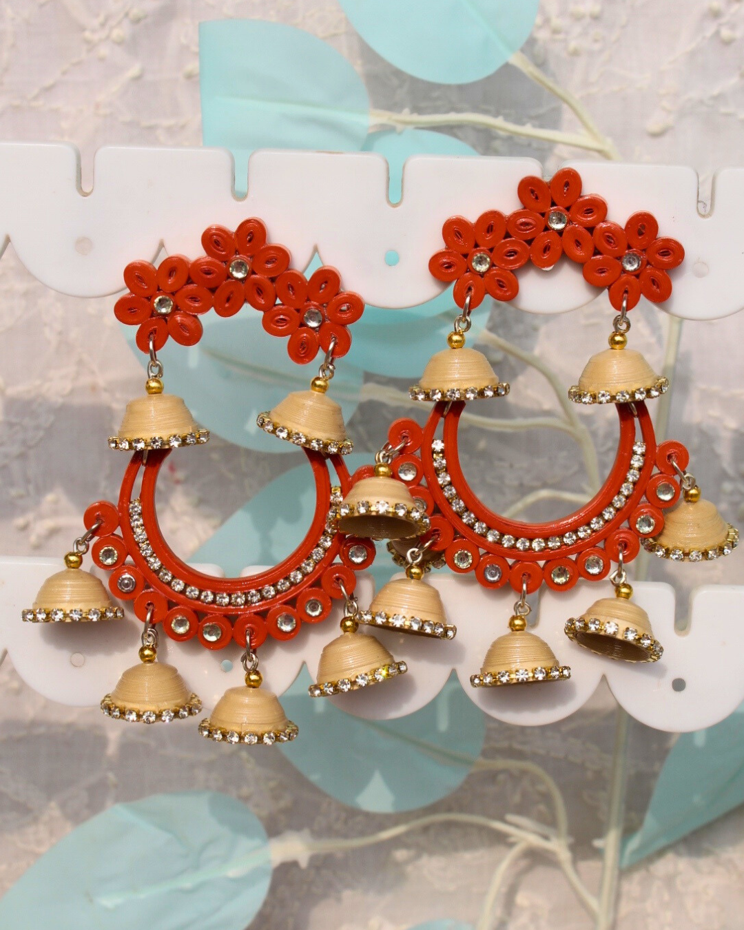 Phoolbahar jhumka - Orange