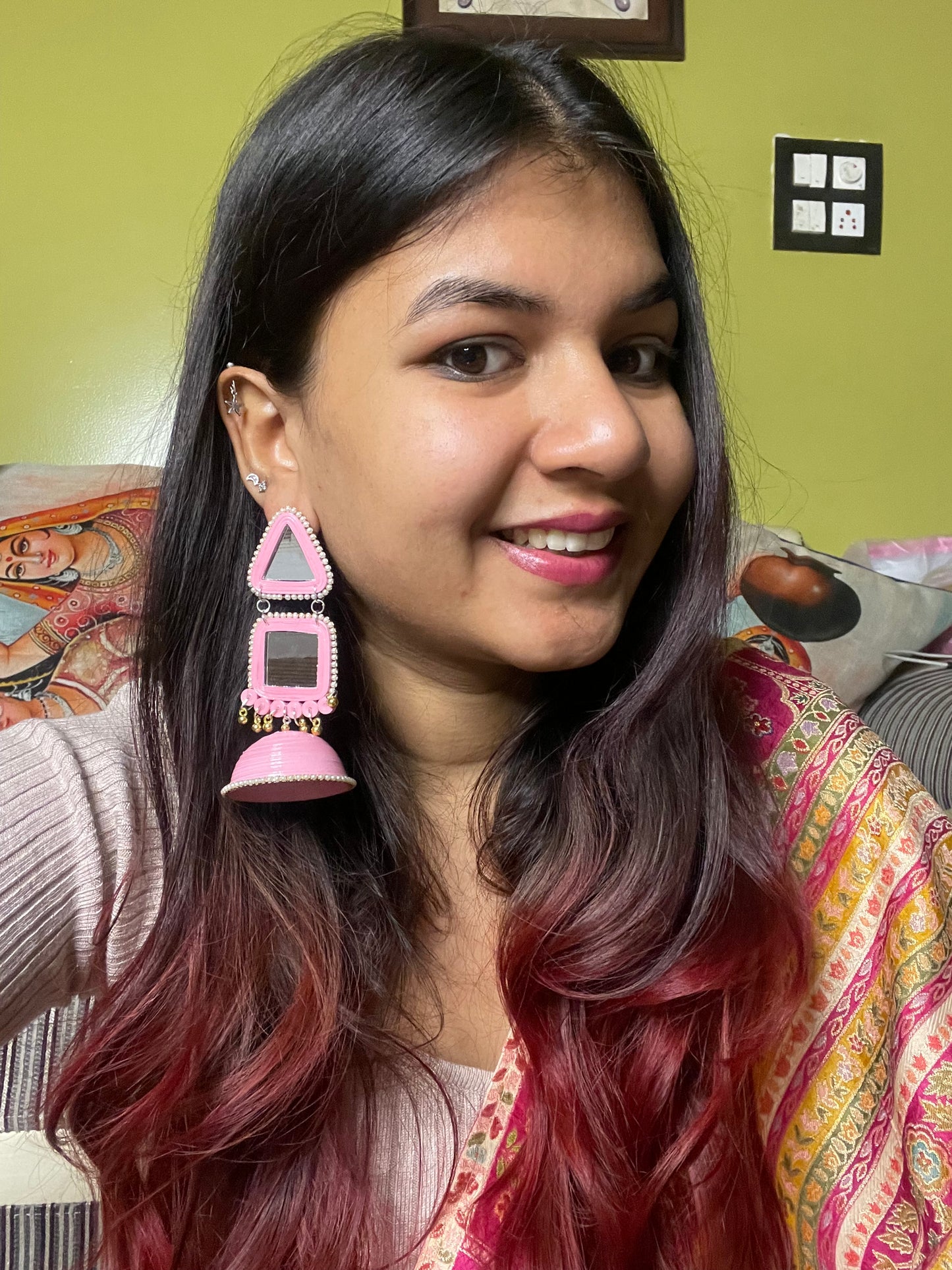 Maya Jhumka - Pink