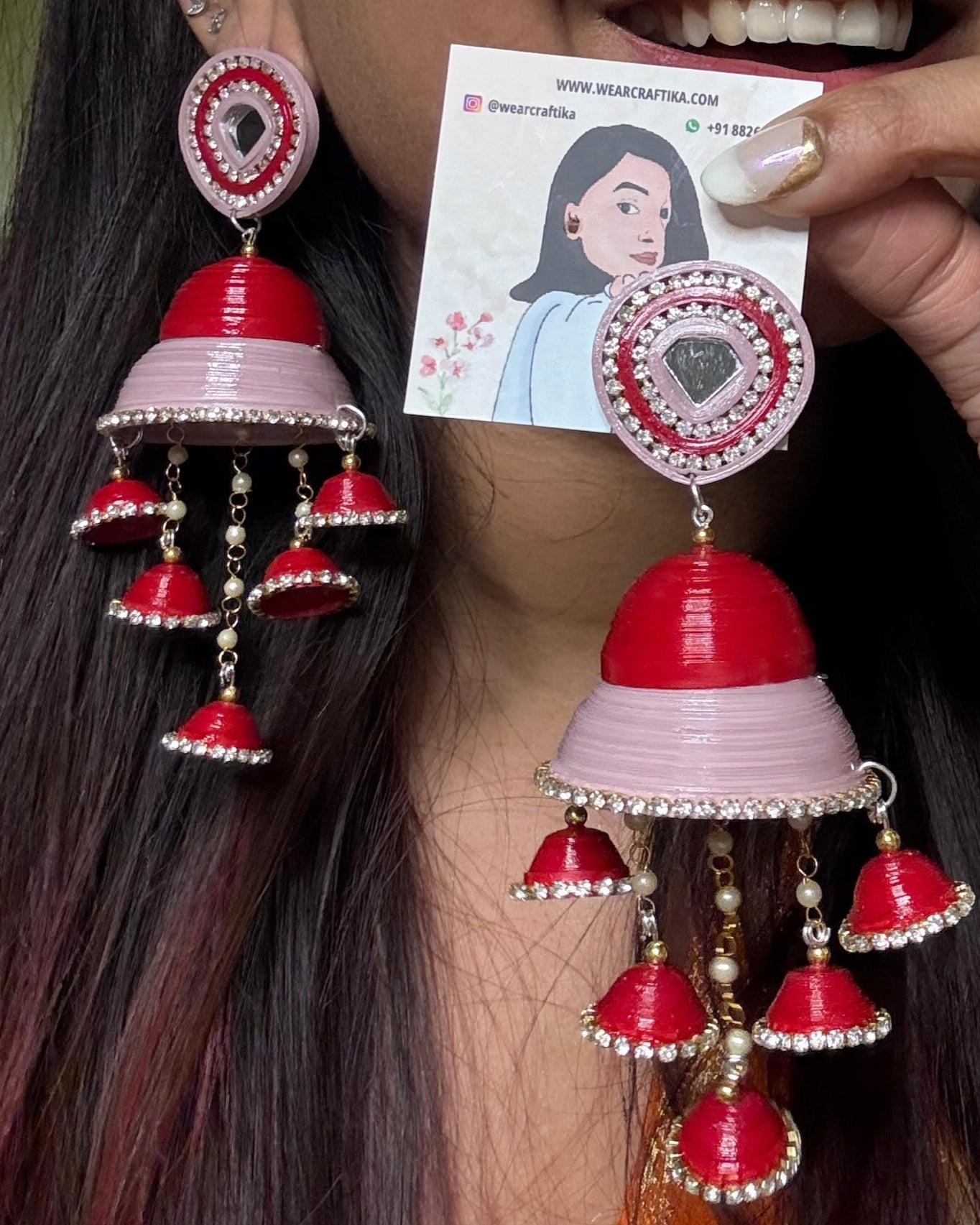 Salona Jhumka - Red