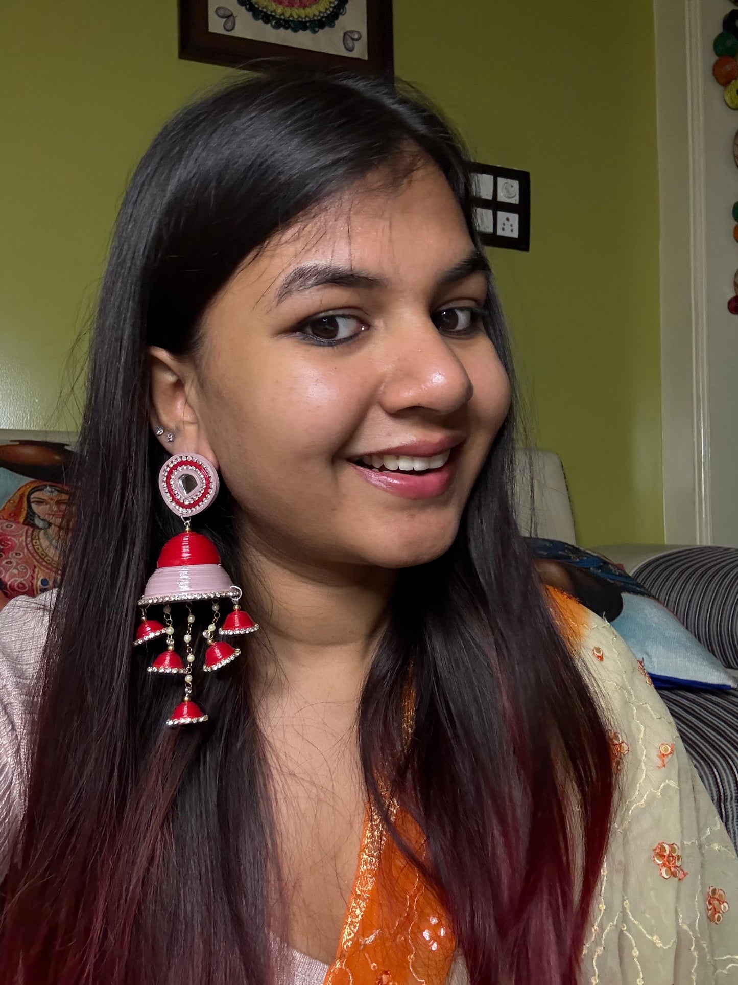 Salona Jhumka - Red
