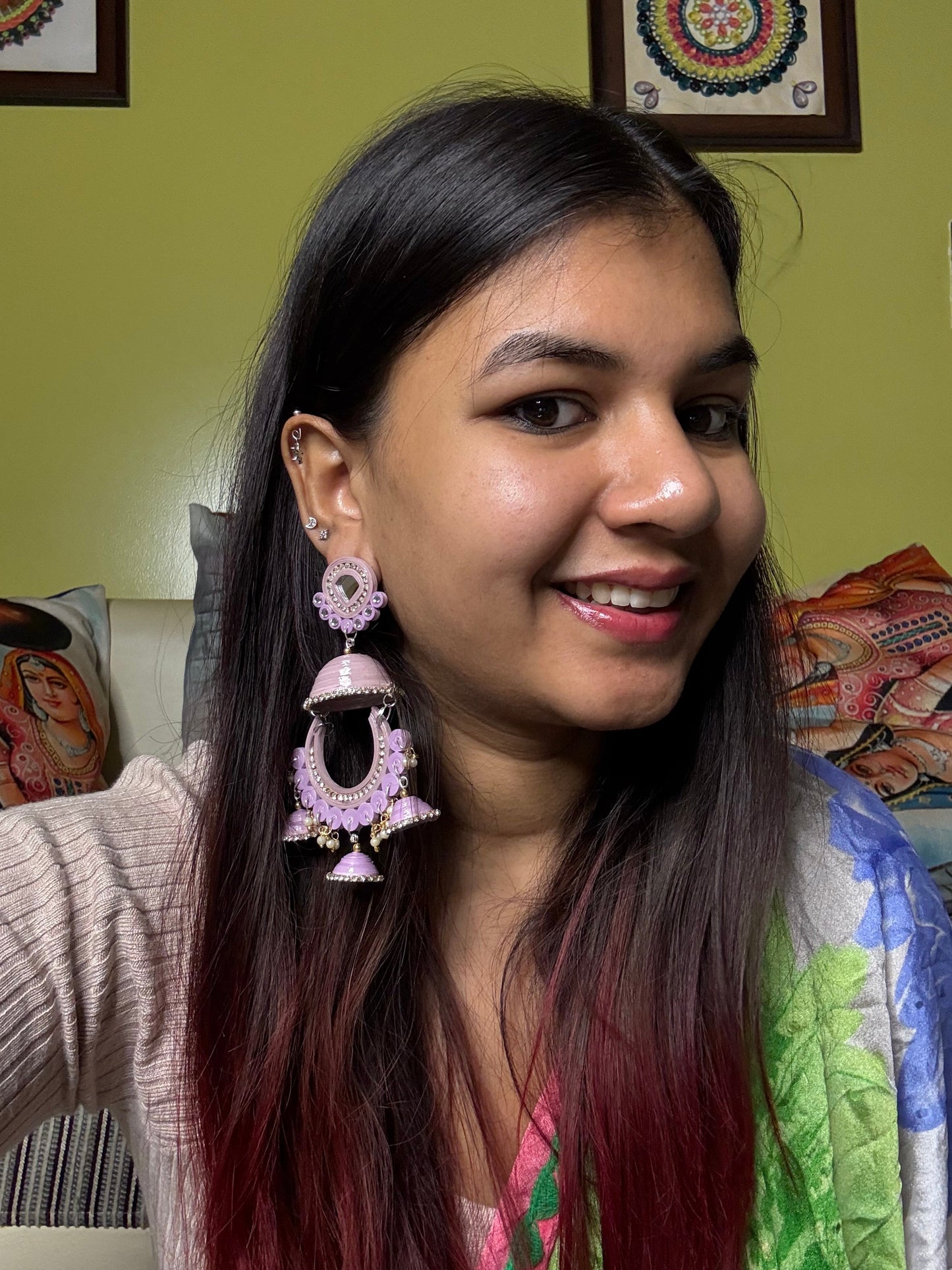 Prathima jhumka - Light Purple
