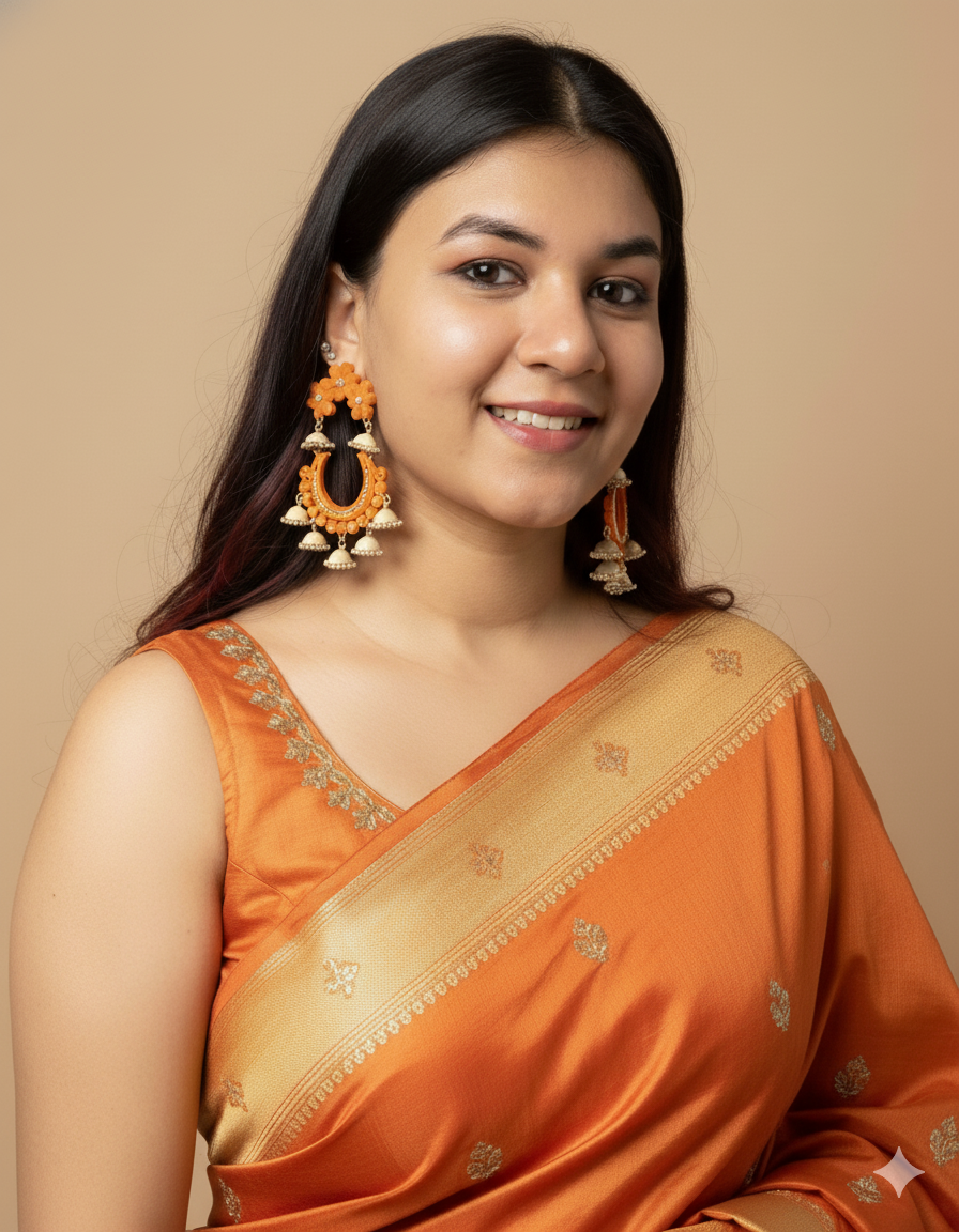Phoolbahar jhumka - Orange