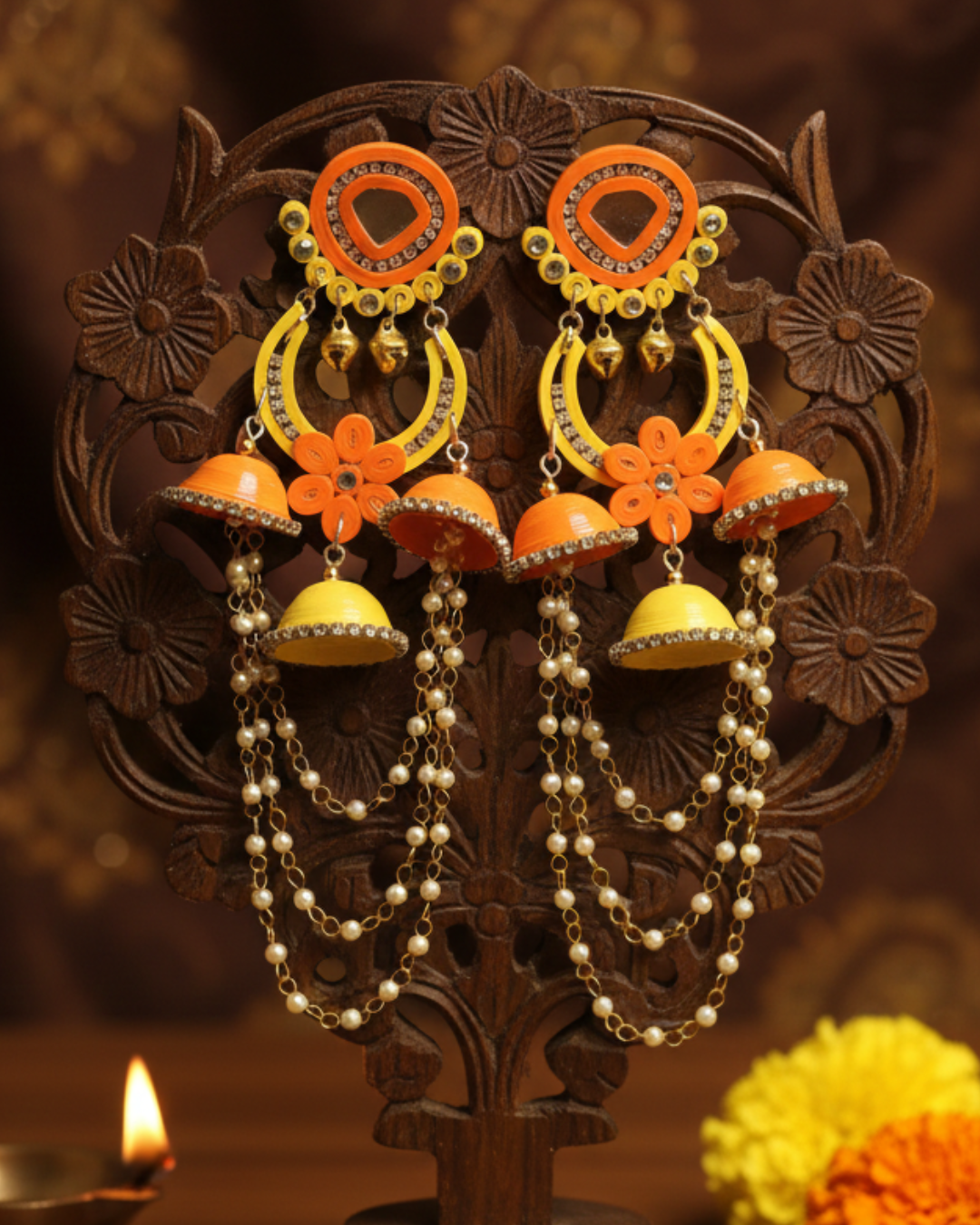 Soha jhumka - Yellow Orange