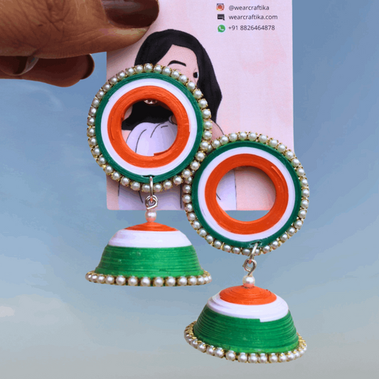 Hollow stud jhumka- Tricolor