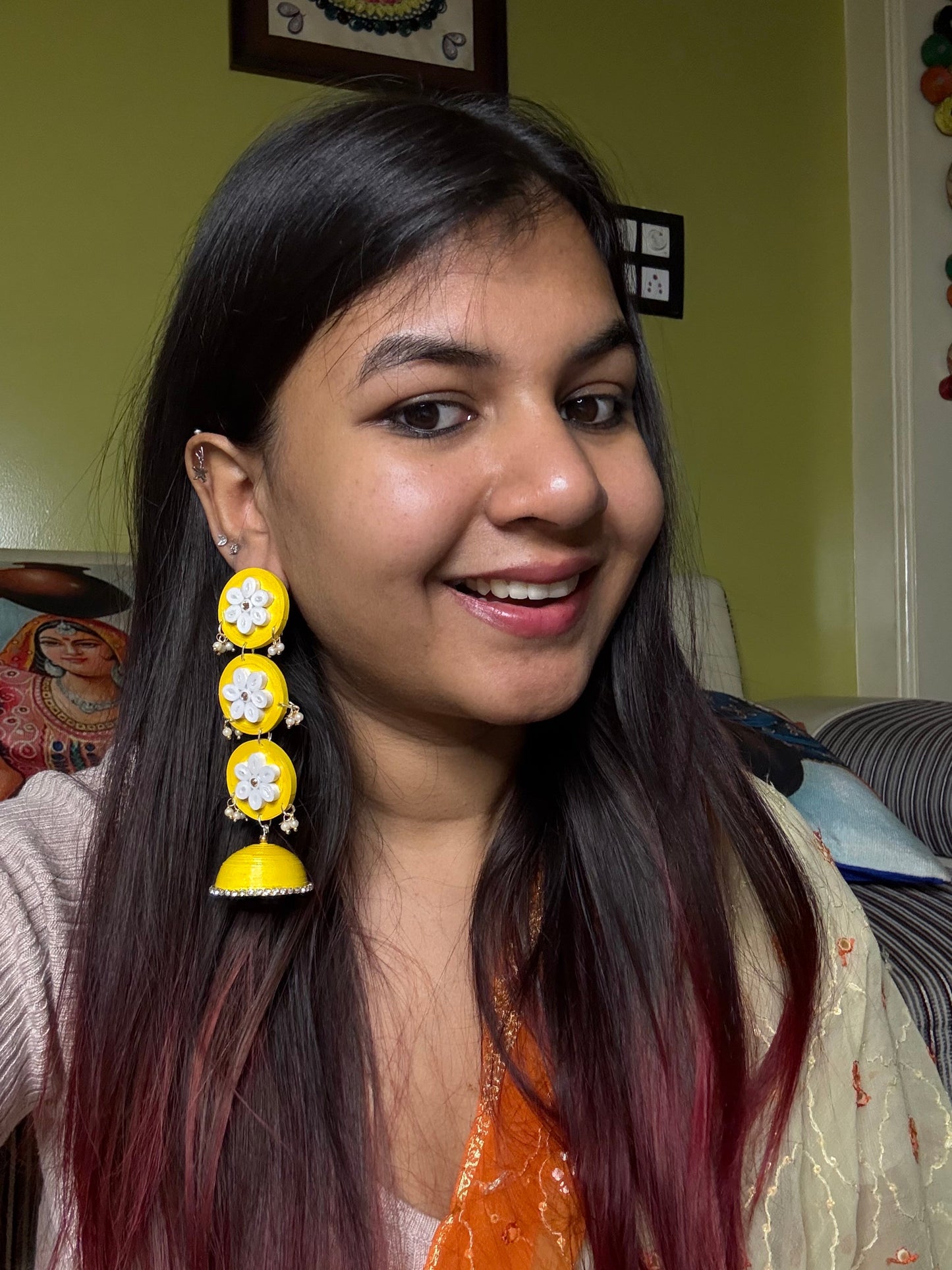 Mriganka Jhumka - Yellow