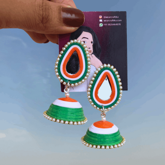 Drop stud Jhumka - Tricolor