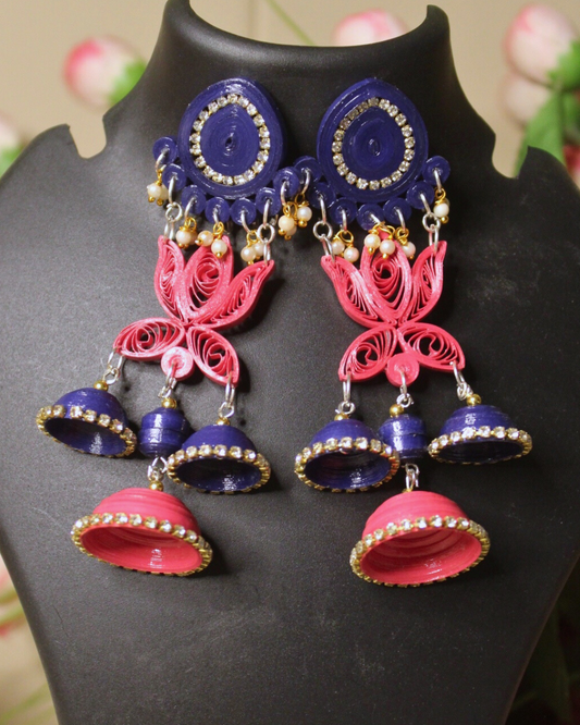 Mrinali jhumka - Pink/Blue