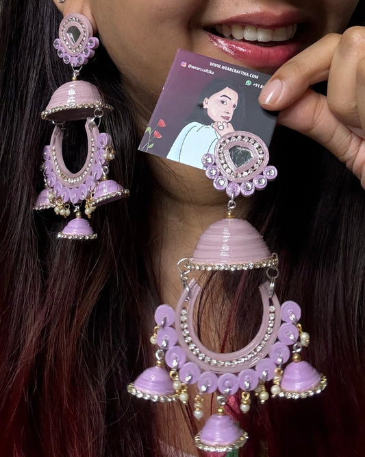 Prathima jhumka - Light Purple