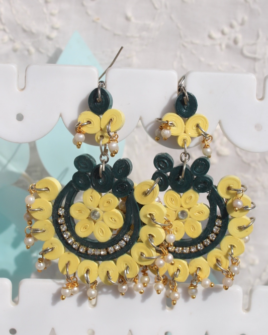 Nirali dangler - Light yellow and Dark Green