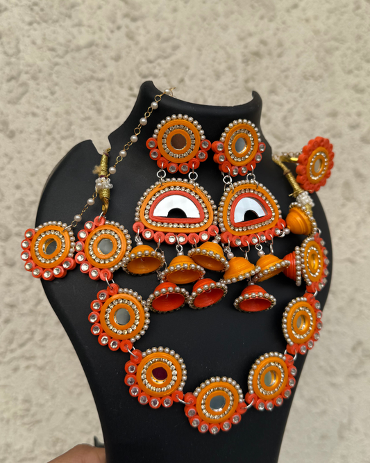 Kashni Dangler - Earrings+Choker+Mangtika+Ring