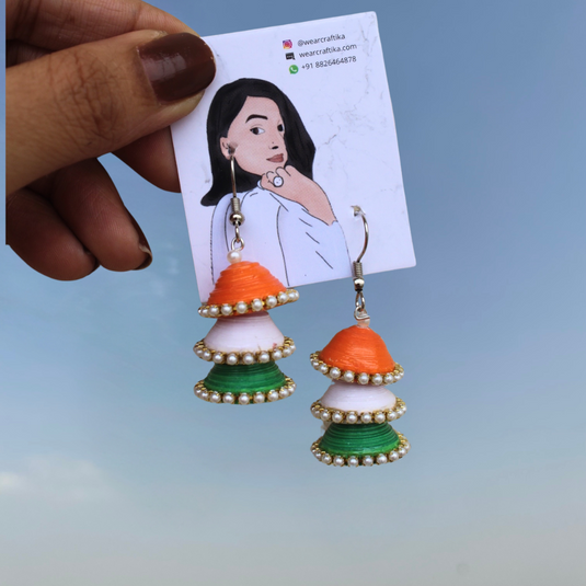 Triple layer jhumka- Tricolor