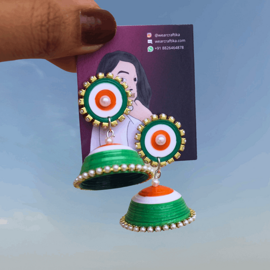 Stud jhumka- Tricolor