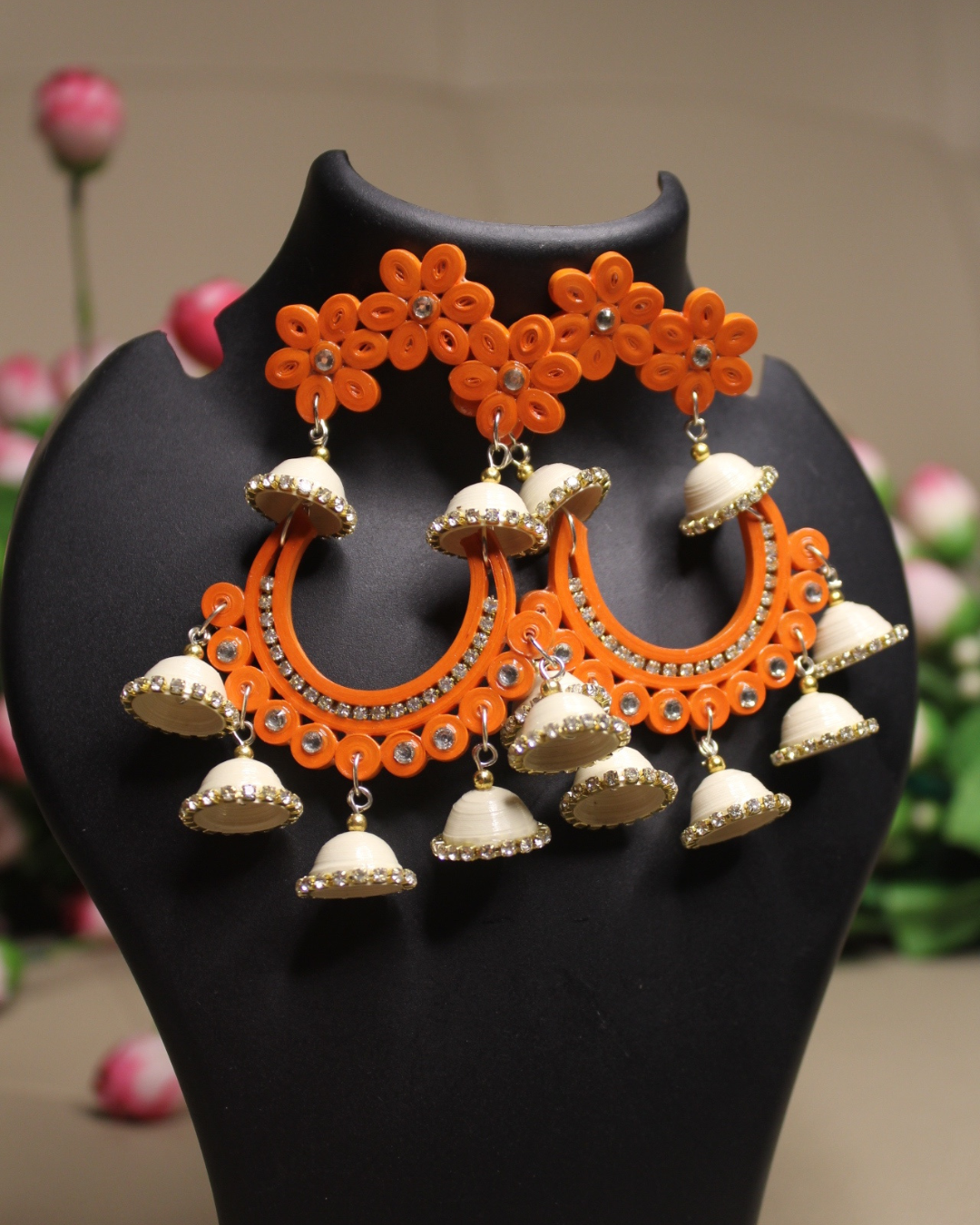 Phoolbahar jhumka - Orange