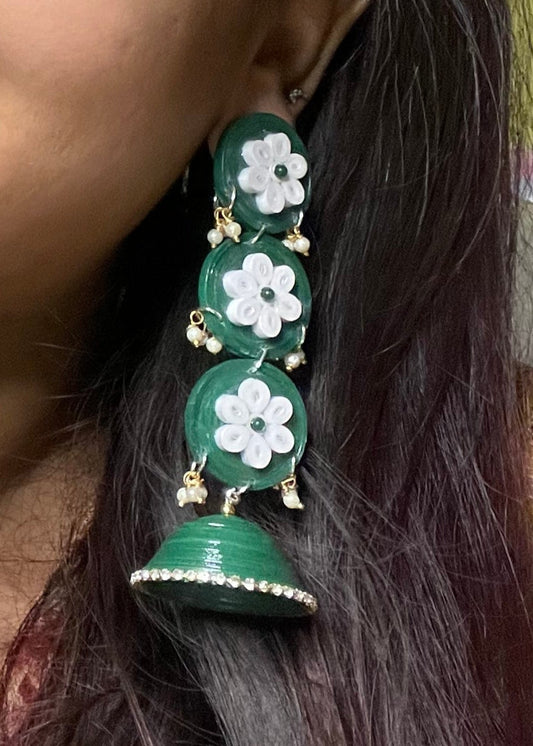 Mriganka Jhumka - Dark Green