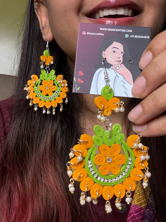 Nirali dangler - Mustard and Lime Green