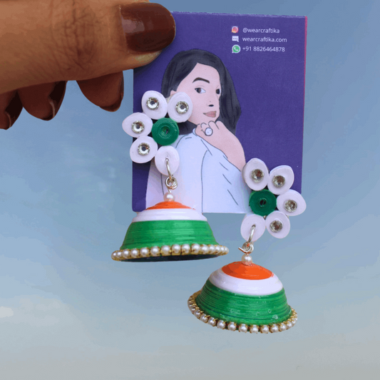 Half flower Jhumka - Tricolor