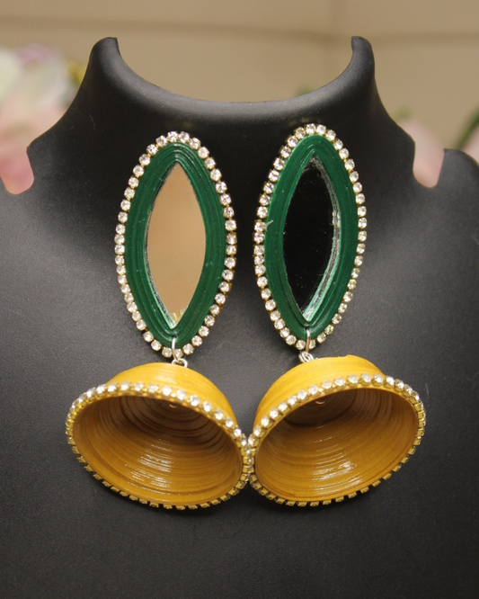 Leaf stud Jhumka(GreenGolden)