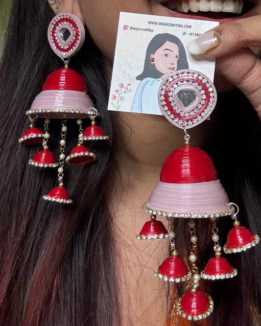 Salona Jhumka - Red