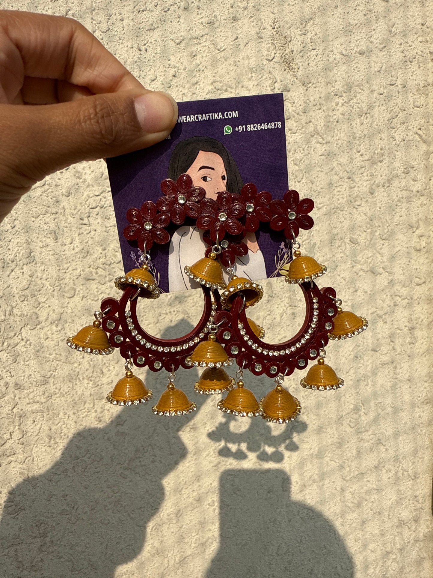 Phoolbahar jhumka - Red/maroon