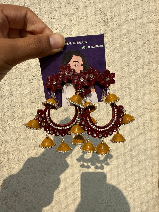 Phoolbahar jhumka - Red/maroon