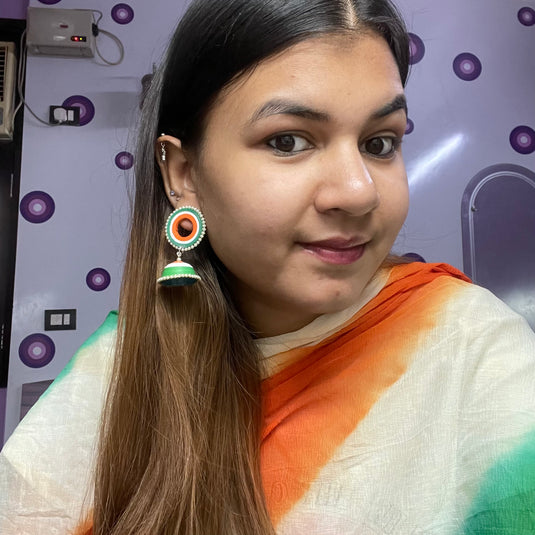 Hollow stud jhumka- Tricolor