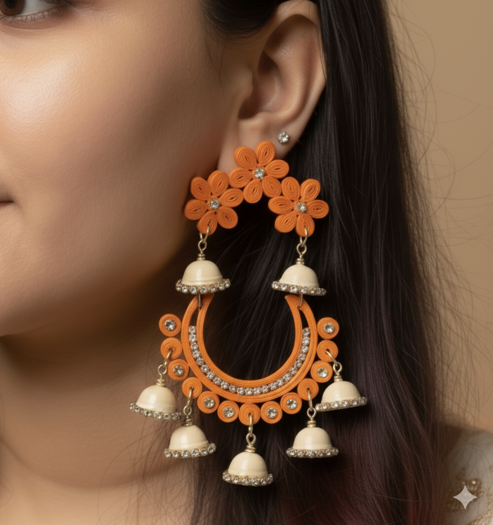 Phoolbahar jhumka - Orange