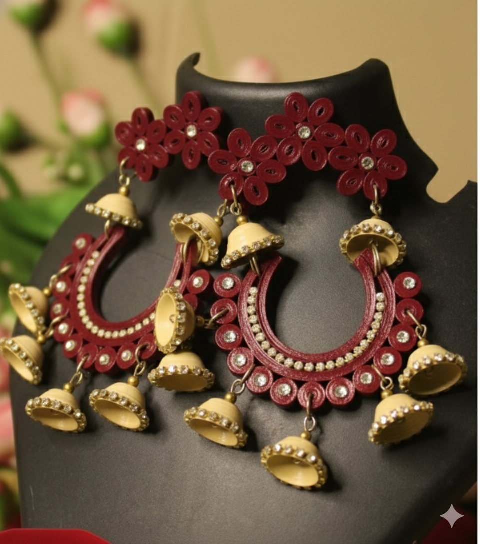 Phoolbahar jhumka - Red/maroon