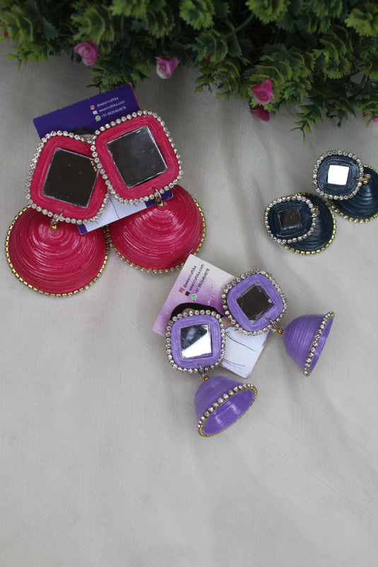 Square stud jhumka