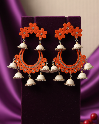 Phoolbahar jhumka - Orange