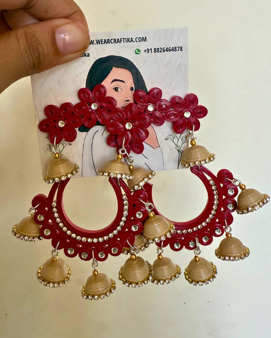Phoolbahar jhumka - Red