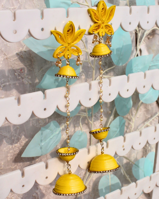 Shatadul jhumka - Yellow