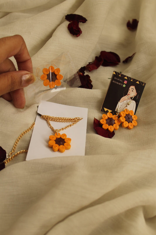 Sunflower set (Earrings+ring+necklace)